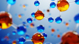 3d illustration of molecule model. Science background with molecules and atoms.