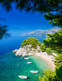 Podrace beach in Brela through pine trees