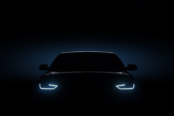 Car blue headlights, shape concept art dark