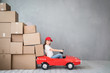 Child New Home Moving Day House Concept Child New Home Moving Day House Concept