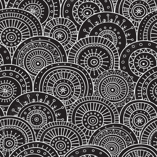 Fototapeta seamless pattern with ethnic tribal boho trendy circle ornaments