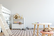 mock up wall in child room interior. Interior scandinavian style. 3d rendering, 3d illustration mock up wall in child room interior. Interior scandinavian style. 3d rendering, 3d illustration