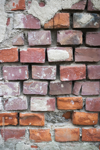 Sehr alte Backsteinmauer, Textur, Hintergrund, Textfreiraum, Nahaufnahme