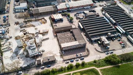 Industrial Estate in North London with factories, warehouses and a cement works in view.