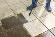 Outdoor floor cleaning with high pressure water jet Outdoor floor cleaning with high pressure water jet