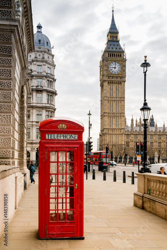Fototapeta London Telephone Booth and Big Ben