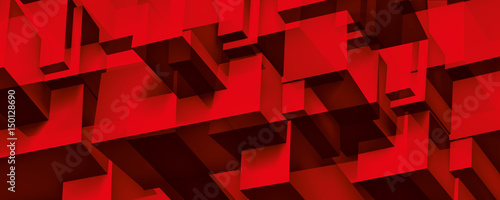 Fotoobraz na płótnie Objętościowa geometryczna szklana budowa, 3d sześciany czerwony tło, kształtuje mozaikę, abstrakci tapeta, wektorowy projekt dla ciebie prezentacja