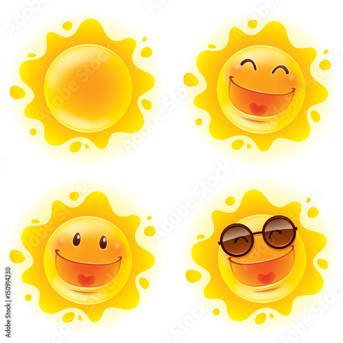 Вектор: Collection of summer sun. A variety of sun character for summer design. Collection of summer sun. A variety of sun character for summer design.