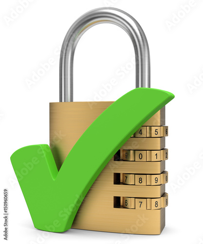 Zahlenschloss mit grünen Haken