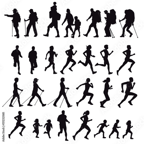 Wandern, laufen, Nordic Walking, illustration,