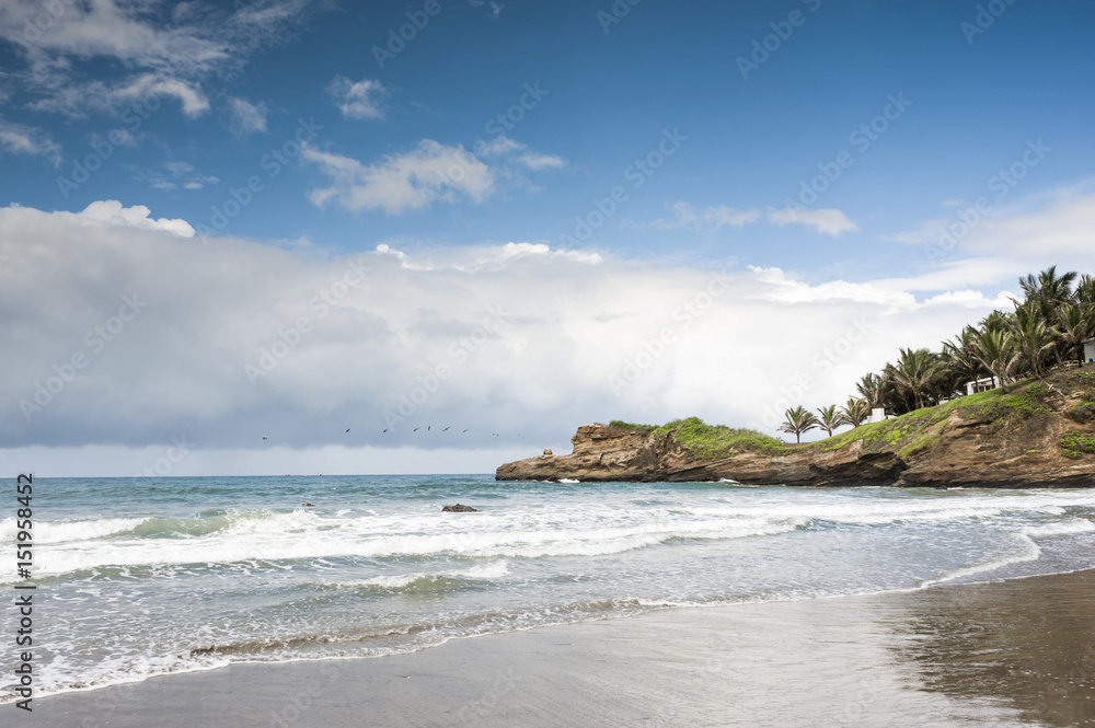 Small charming fishing village of Mompiche, Ecuadorian Pacific coastline