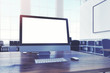Close up of monitor in a white office Close up of monitor in a white office