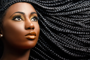 African female beauty with braided hair.