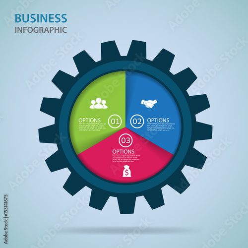 Modern infographics process  with connected , icons and text for 3 steps.