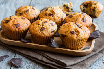 Homemade muffins with chocolate chips