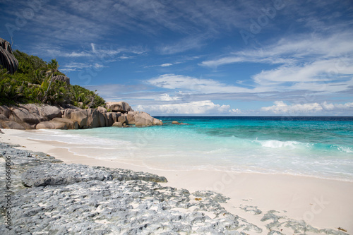 Fototapeta island beach in indian ocean on seychelles