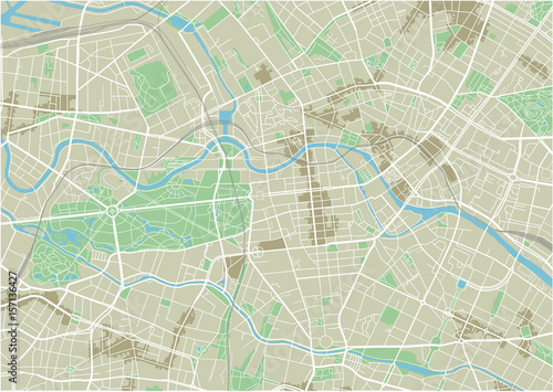 Zdjęcie XXL Wektorowa mapa miasta w Berlinie z dobrze zorganizowanymi oddzielonymi warstwami.