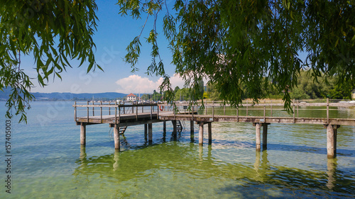 Zdjęcie XXL Wakacje na pięknym Bodensee czas letni z niebieskim niebem Bodman Ludwigshafen