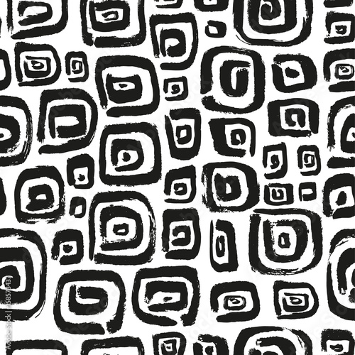  Seamless pattern with abstract square elements. Hand drawn artistic simply objects.