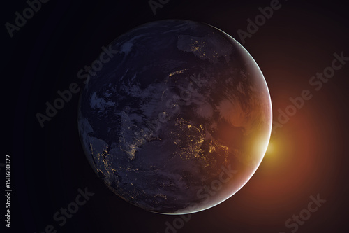 The Earth from space at night. Asia and Australia. Elements of this image furnished by NASA.