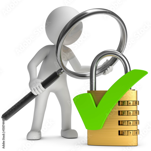 3d Männchen mit Luppe und Schloss