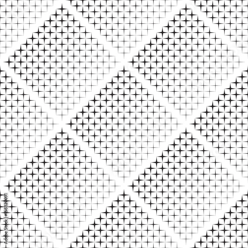  Abstract seamless black and white pattern of rhombuses, halftone, geometric background