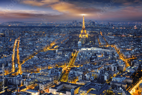 Fototapeta Aerial view of Paris at night
