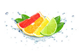 Citrus splash water isolated