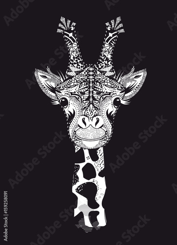 Obraz Fotograficzny Kopf einer Giraffe mit aufwendiger Verzierung
