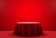 Red round podium in the scene. 3d render Red round podium in the scene. 3d render