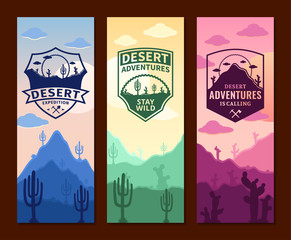 Desert adventures vertical banner set