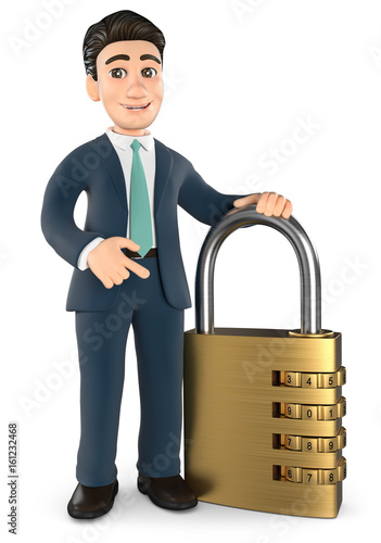 3d Businessman mit Schloss