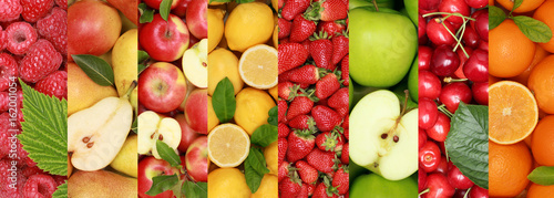 Plakat Owoce owocowe owoce tło zbiory organiczne Jabłka pomarańczowe jabłka cytrynowe