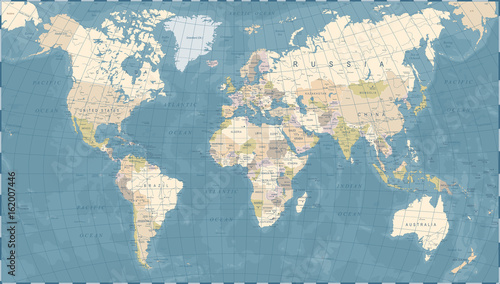 Fototapeta Vintage World Map - Vector Illustration