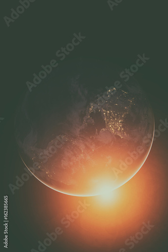 The Earth from space at night. South and North America. Elements of this image furnished by NASA