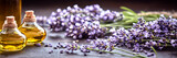 Panoramic banner of lavender with essential oil