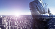 Businessman in front of a big city Businessman in front of a big city