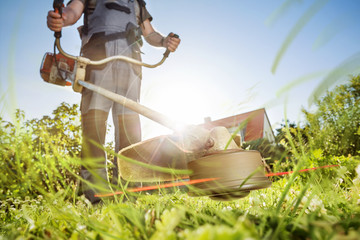 Gartenarbeit mit der Motorsense