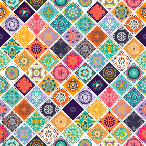  Seamless repeating pattern consisting of different mandalas