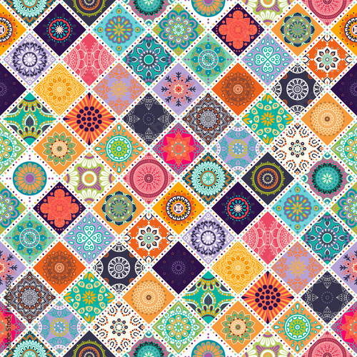 Fototapeta Seamless repeating pattern consisting of different mandalas