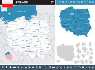 Poland - infographic map and flag illustration