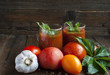Tomatoes, garlic and tomato juic Tomatoes, garlic and tomato juic