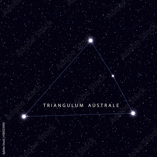 Zdjęcie XXL Sky Map z nazwą gwiazd i konstelacji. Astronomiczny symbol konstelacji Trójkąta Australe