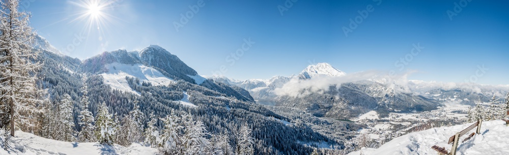 Winter, Schnee & Eis - Berge in den Alpen Panorama Aussicht Sonnenstern