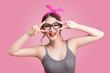 Fashion asian woman having fun dance with dark hair and red lips Fashion asian woman having fun dance with dark hair and red lips
