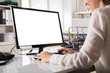Businesswoman Working On Computer Businesswoman Working On Computer