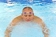 Fat man in the swimming pool Fat man in the swimming pool