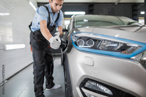 Car detailing concept. Auto cleaning and polish.