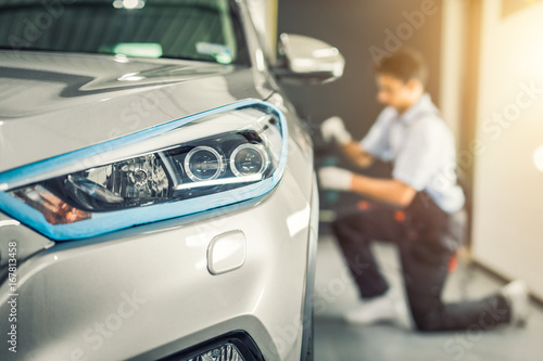 Car detailing concept. Auto cleaning and polish.