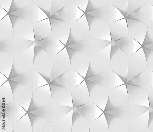 Fototapeta na wymiar White abstract hexagonal geometric pattern. Origami paper style. 3D rendering seamless texture.